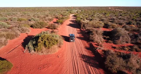 A car on Australian outback road trip